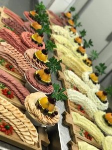 A table of prepared canapés