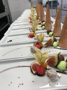 Long table of individual desserts