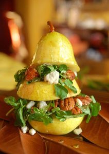 Creative pear-shaped burger presentation